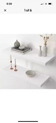 2 Sets AMADA HOMEFURNISHING Floating Shelves Large 24x9 Inch Wall Shelves WHITE