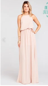 Show Me Your Mumu Heather Halter Maxi Dress Dusty Blush Crisp Size Medium $168 - Picture 1 of 6