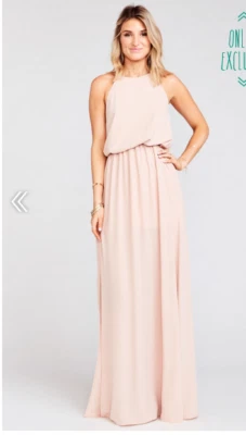 Show Me Your Mumu Heather Halter Maxi Dress Dusty Blush Crisp Size Medium  - Image 1 of 4