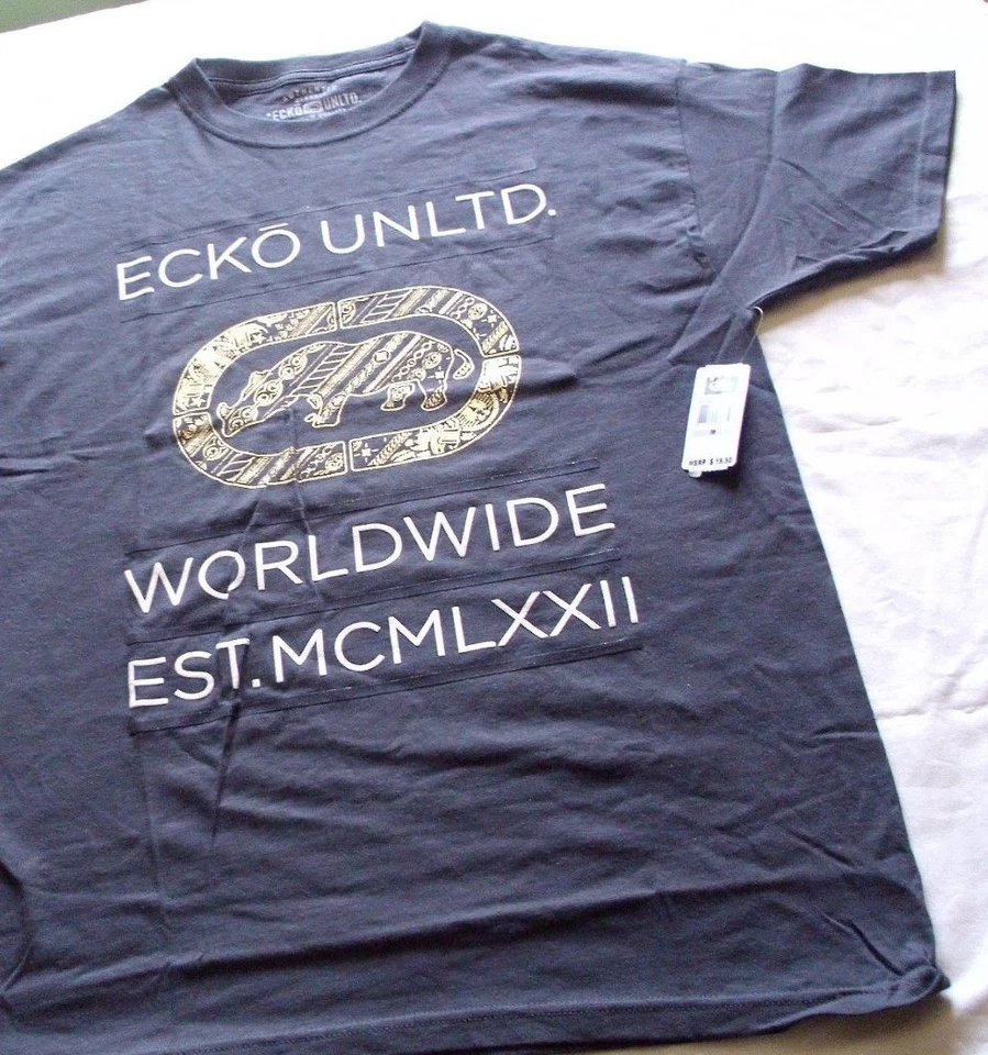 Camiseta Ecko unltd Hombre Gris Oscuro Con Rinoceronte en Dorado Todo el Mundo Talla M Con Etiqueta Foto 1 de 1