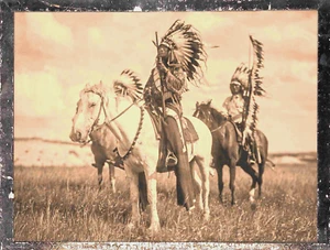Native American Indians with Headdress warriors 8 x 10 Photo vintage - Picture 1 of 1