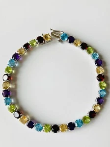 JWBR 925 sterling silver natural gemstone tennis bracelet - Picture 1 of 7