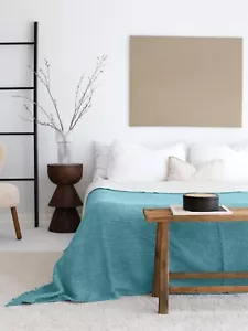 Cotton Muslin Throw Blanket King Queen Bedspread Gauze Coverlet California Soft - Picture 1 of 9