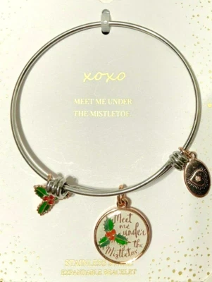 MEET ME UNDER THE MUÉRDAGO xoxo NOTAS A PIE DE PÁGINA PULSERA ENCANTO Navidad nuevo en caja Foto 1 de 4