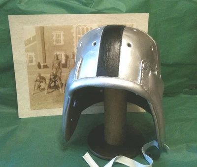 1940   Leather Oakland Raider eye patch Style Football helmet  Silver Blk - Image 1 of 3