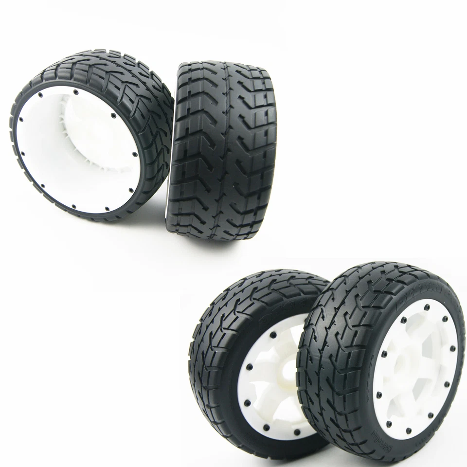Front rear on road tires white wheels for HPI Rovan KM baja 5b 5t buggy - Image 1 of 1