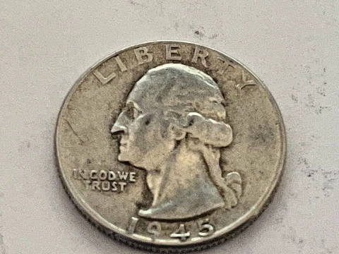 1945 P Washington Quarter - Old 90% Silver US 25 Cent Coin # K70 Cover