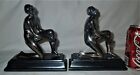 ANTIQUE JENNINGS BROTHERS USA NICKEL CHROME ART DECO NUDE LADY STATUE BOOKENDS