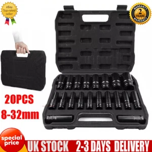 20pcs Deep Impact Socket Set 1/2 Inch Drive 6 Point Metric 8-32mm Heavy Duty UK - Picture 1 of 12