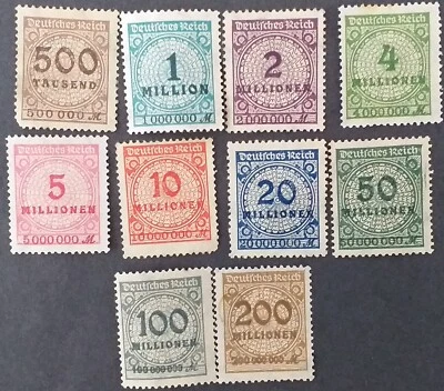 German Reich Empire Stamp 500 thousand to 200 milion mark 1923 Inflation Period  - Image 1 of 4
