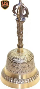 Hand Bell 6.8 Inch High Brass Antique Handbell Vintage Style Loud Solid Brass... - Picture 1 of 1