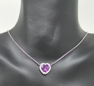 David Yurman Necklace Amethyst Chatelaine Heart Pendant, Sterling Silver  - Picture 1 of 10