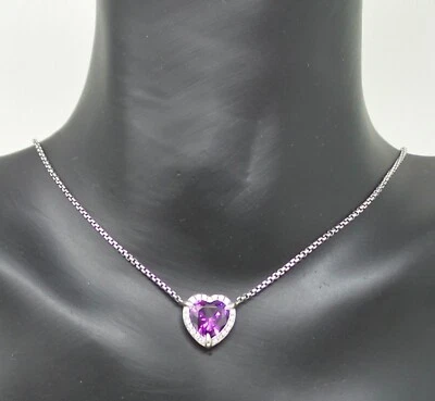 David Yurman Necklace Chatelaine Amethyst Heart Pendant, Sterling Silver  - Image 1 of 4