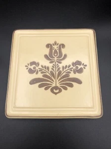 Vintage Pfaltzgraff Village Brown & Tan 7 5/8" Square Hot Plate #615 Trivet - Picture 1 of 4