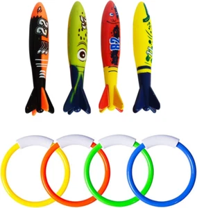 Unterwasser Tauchbecken Spielzeugset, Tauchringe, Stöcke, Tauchtorpedo zum Schwi - Bild 1 von 9