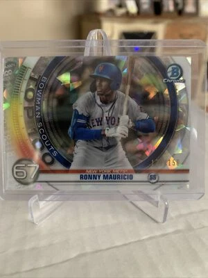 2020 Bowman Chrome Ronny Mauricio Scouts Top 100 Atomic Refractor /150 #BTP-67 - Image 1 of 2
