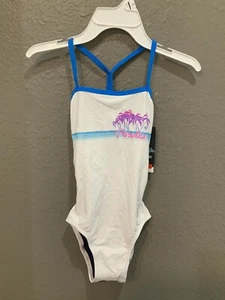 SPEEDO Girls White “Paradise” One Piece Swim Suit Size 24 NWT - Picture 1 of 2