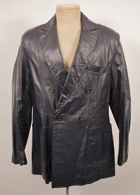 Мужская винтажная 70-х 80-х темно-синий кожаная куртка / Blazer Sz M 40 длиной 1970-х 1980-х - Изображение 1 из 4