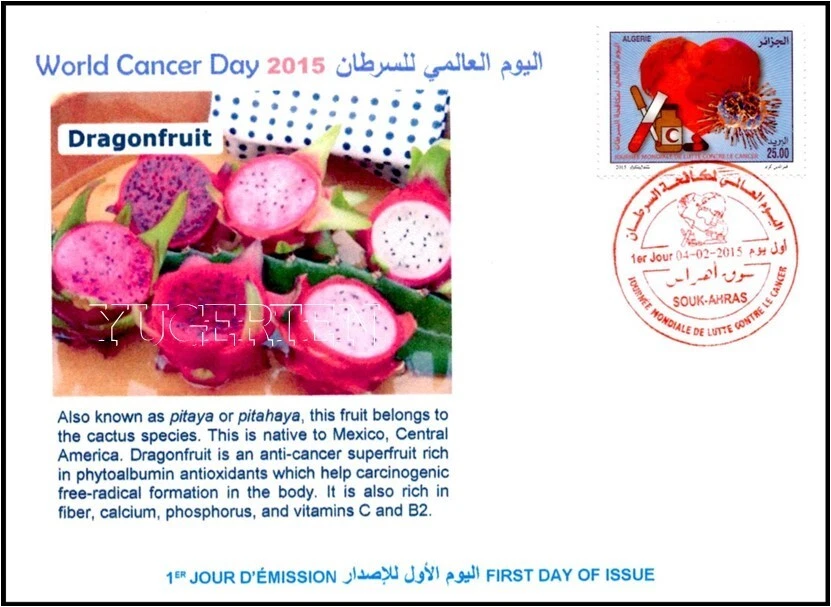 ARGELIA 2015 - FDC - Cactus - Día Mundial contra el Cáncer - Salud - México - Medicina Foto 1 de 1