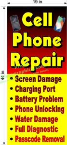 NEW! PERFORATED WINDOW VINYL DECAL 19" X 44" CELL PHONE REPAIRS - Picture 1 of 2