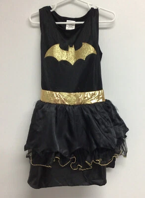 DC Comics Girls Batgirl Halloween Costume Dress Size M Black Gold Glitter - Image 1 of 4