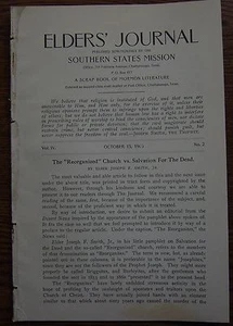 ELDERS' JOURNAL VOL. IV NO. 2 OCTOBER 15,1906 SOUTHERN STATES MISSION MORMON - Picture 1 of 2