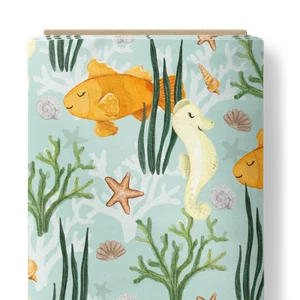 Sea world Seahorse Fish Seashells Premium Quality DIGITAL PRINT Width 160cm - Picture 1 of 2