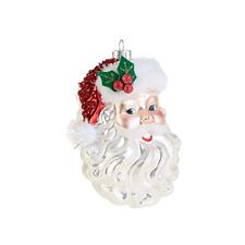 Santa Claus Face Glass Christmas Tree Ornament 5 Inch