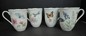 NWT Set of 4 Lenox Butterfly Meadow 4 1/4" 12 oz Mugs 4 Patterns - Picture 1 of 15