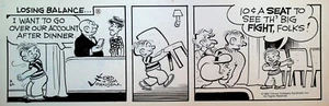 Moon Mullins Original Art Ferd & Tom Johnson February 22 1984 Family Budget - Picture 1 of 1