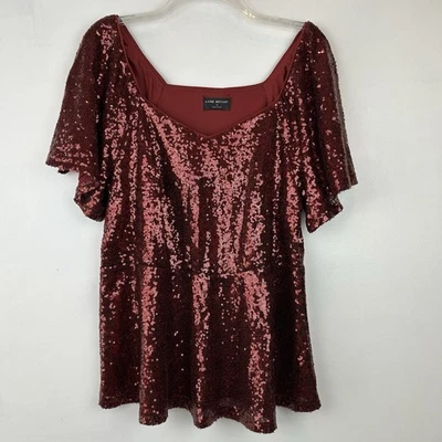 Top de lentejuelas Lane Bryant para mujer 16 Babydoll Whimsigoth elástico evento navideño Foto 1 de 4