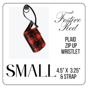 No Boundaries Wristlet Womens Small Red Plaid Zip Around Wallet Card Pocket - Picture 1 of 4