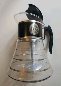 Vintage Mid Century David Douglas Flameproof Coffee Pot Carafe 8 Cup Black Gold - Picture 1 of 13