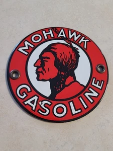 MOHAWK BENZIN GARAGE PORZELLAN EMAILLE / EMAILLE SCHILD SCHILD RETRO B4 - Bild 1 von 3