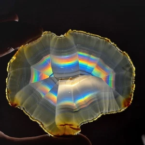 Bellissima fetta di agata arcobaleno iris 161,55 ct - rara lastra di agata iris da collezione - Foto 1 di 6