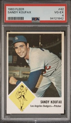 Fleer #42 1963 Sandy Koufax Dodgers Salón de la fama PSA 4 Foto 1 de 3