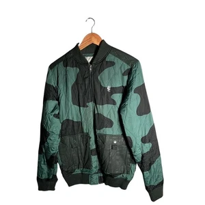 WESC Bomber Jacket Men's Size S Green Camouflage Full Zip Pockets Casual Outdoor - Picture 1 of 14