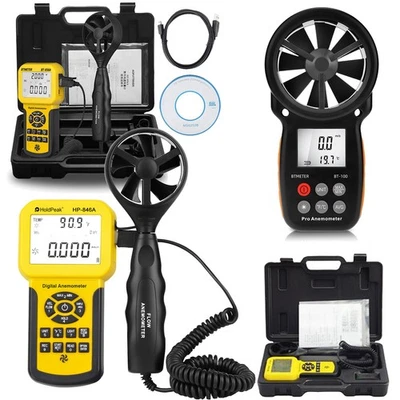 HOLDPEAK Digital Vane CFM Anemometer HVAC Wind Speed Meter Air Flow Velocity Temp Meter