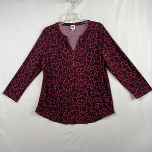 Anne Klein Tunika Top Damen großer Gepard Animal Print rot - Bild 1 von 12