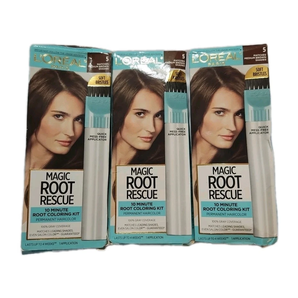 (2) L’Oréal 10 Min Magic Root Rescue #5-Medium Brown Premium Hair Color Kit