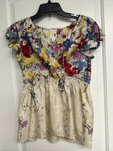 Edme & Esyllte Babydoll Top Womens 6 Anthropologie Y2K Floral 90s Boho - Picture 1 of 8