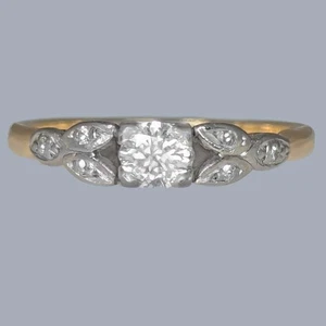 Antique Edwardian Diamond Solitaire Ring 18ct Gold & Plat.1920s Engagement Ring - Picture 1 of 9