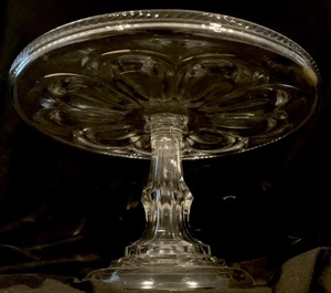 Antique EAPG Glass Cake 10.5” Stand Pedestal BEAUTIFUL GRANDE WEDDING - Picture 1 of 12
