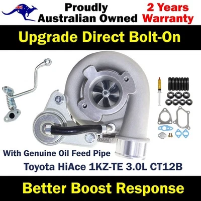 Actualización Billet Turbo + Tubo de alimentación de aceite genuino para Toyota HiAce 1KZ-TE 3,0 L CT12B Foto 1 de 4