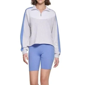 Calvin Klein Womens Super High Waist Bike Shorts Light Blue M NEW $50   PF2S8638 - Picture 1 of 5