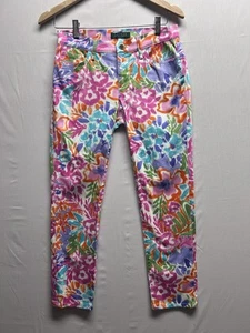 Pantalones Ralph Lauren PETITE para mujer 2p colorido estampado floral elástico satinado algodón - Imagen 1 de 8