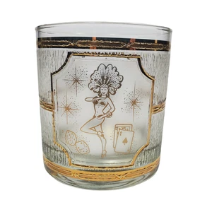 Culver Las Vegas Showgirl Cocktailglas klar gold Steine altmodisch - Bild 1 von 7