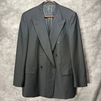 De Colección Hugo Boss Doble Pecho Blazer Traje Chaqueta Hombres 40 Negro Carlo Barbera Lana Foto 1 de 4