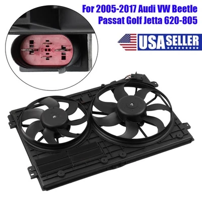 Radiator Cooling Fan Fit 2009-13 VW Jetta 2.0L 2006-13 Golf GTI 2008-12 Audi A3 - Image 1 of 4