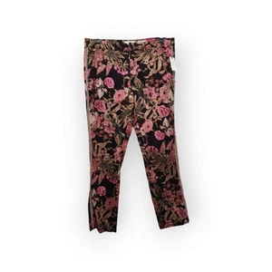 Pantalón Chino Anthropologie Estampado Floral Relajado Rosa Negro Talla 32x31 - Imagen 1 de 9